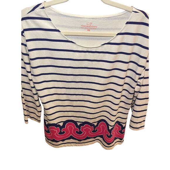 Vineyard Vines Women XS Tunic Blouse Fisherman Core Nautical Preppy Pink & Navy - Picture 5 of 13